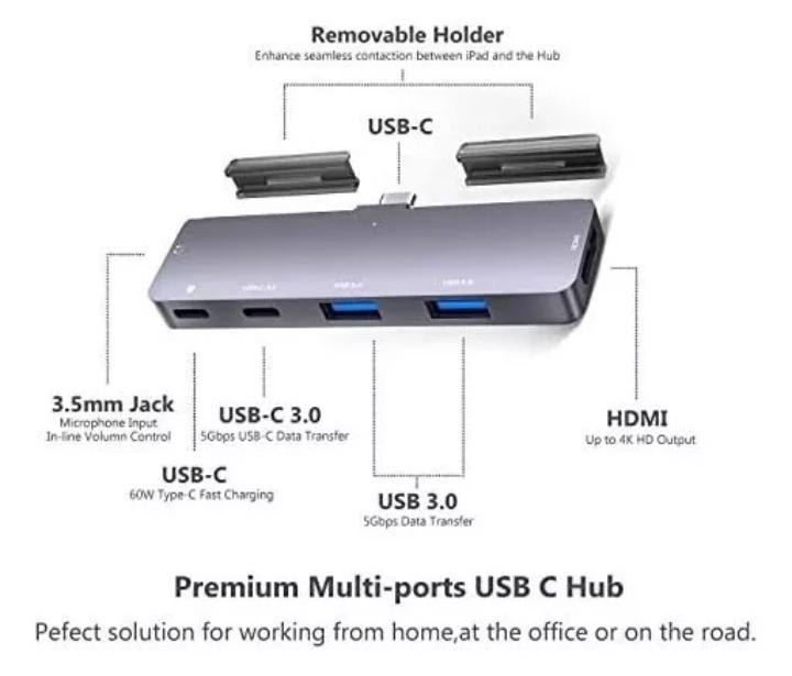 Multi-puertos USB C para iPad Pro PD 60 W