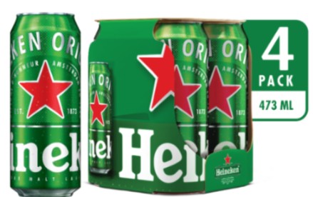 Heineken 4 pack de latas de 473mL