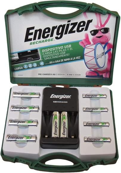 Paquete de baterías recargables Energizer Recharge (6 AA y 4 AAA) con 1 cargador