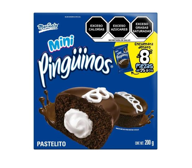 Mini pastelitos cubiertos con glaseado sabor chocolate y relleno cremoso Pinguinos 200 g