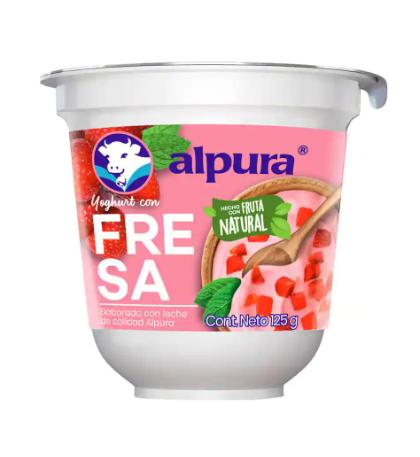 Yogur de fresa, manzana y durazno en vaso 120 g