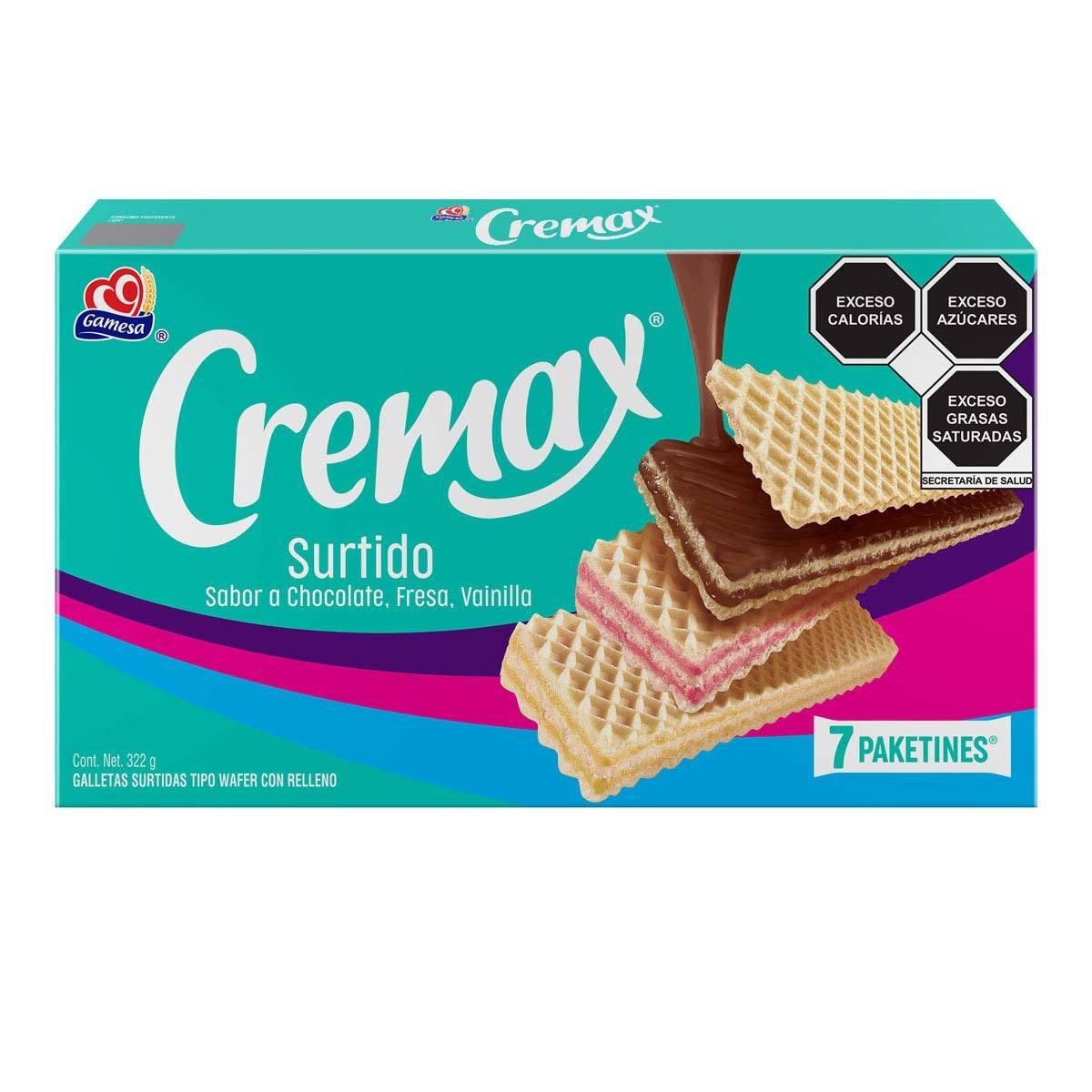Galletas Cremax surtidas: chocolate, fresa y vainilla 322 g