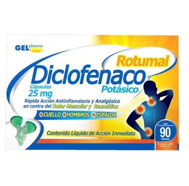 Diclofenaco 25 mg paquete de 90 cápsulas blandas