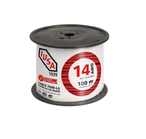 Cable de control de 14 AWG color rojo 50 m