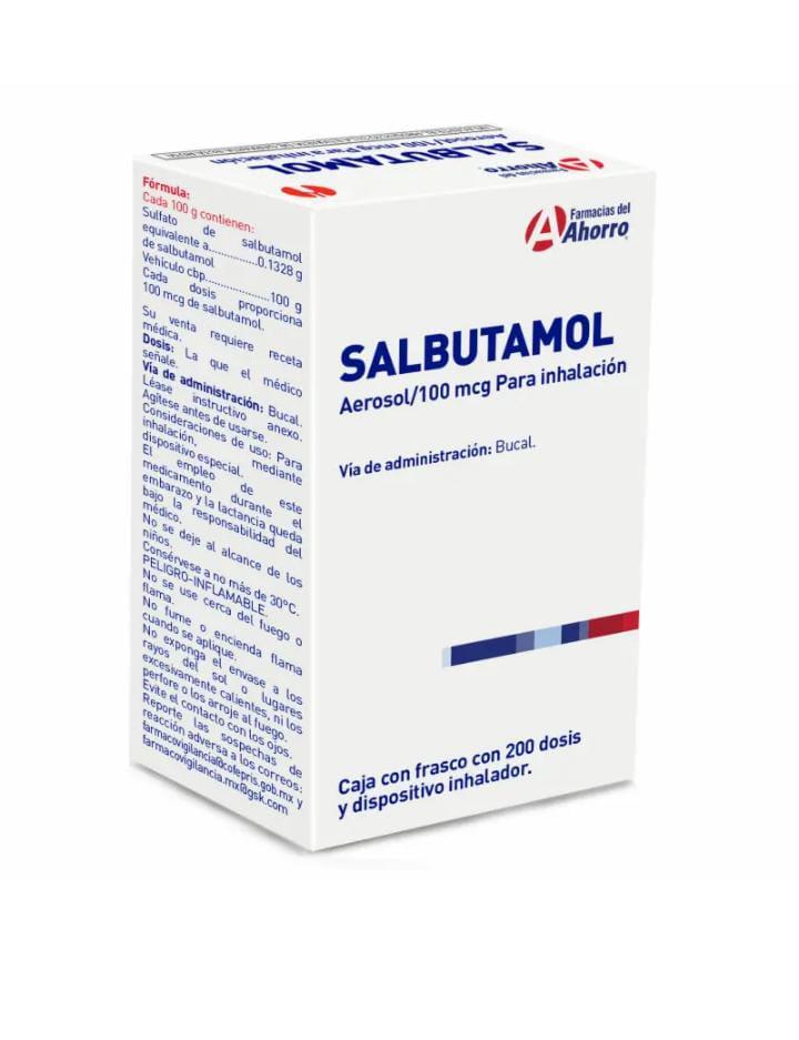 Aerosol de salbutamol / 100 mcg para inhalación