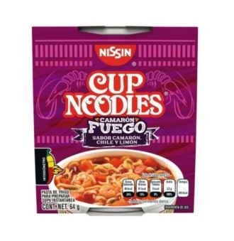 Sopa instantanea Nissin de camaron con chile y limon 64g