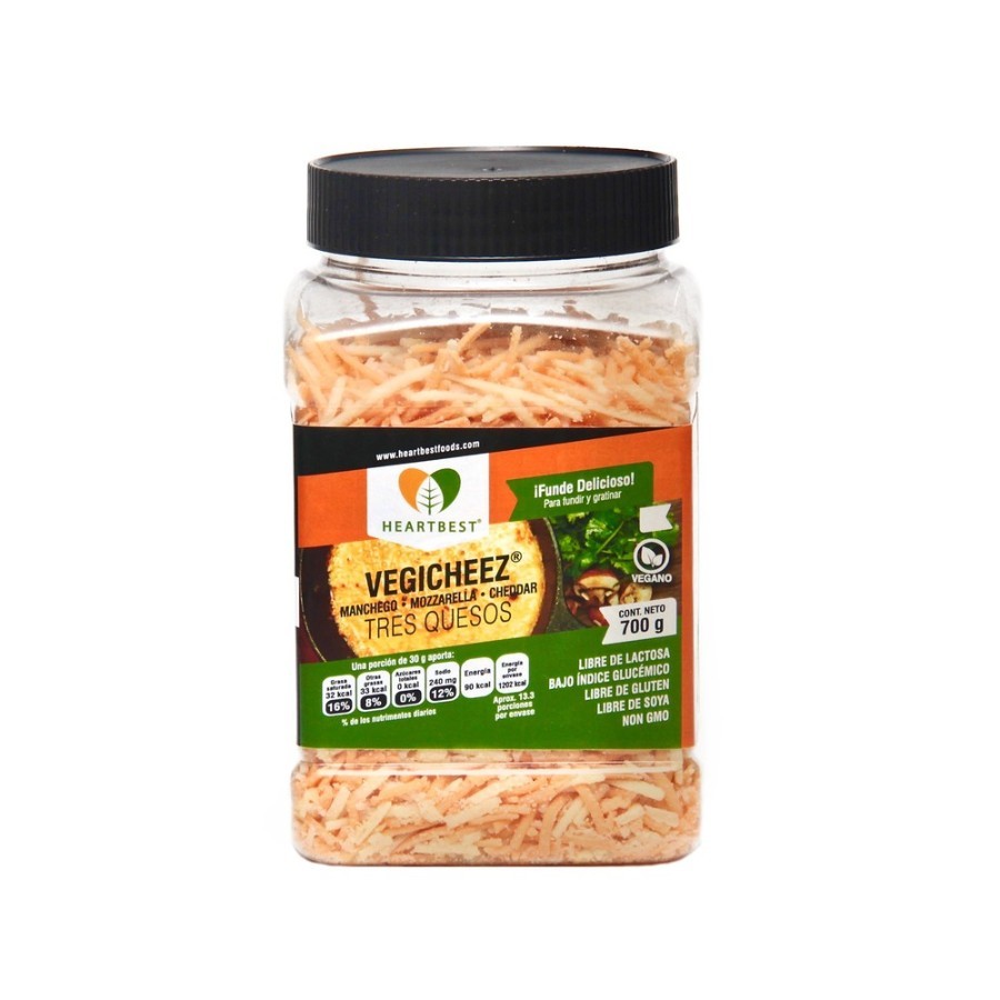 Queso sin lácteos hecho de proteína de guisante mezcla de sabores parmesano, mozzarella y cheddar 700 g