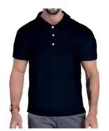 Camisa deportiva azul marino, talla M.