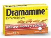 Dramamine 50 mg (dimenhidrinato) paquete de 24 tabletas