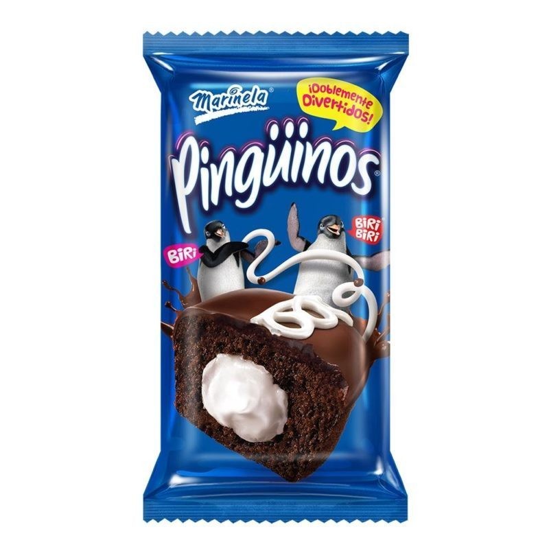 Pastelitos cubiertos con glaseado sabor chocolate y relleno cremoso Pinguinos 80 g