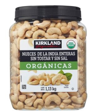 Nuez de la india entera sin sal y sin tostar organicas Kirkland 1.13kg