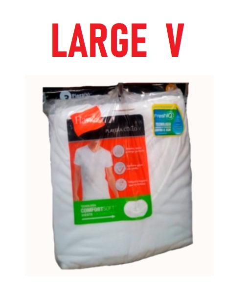 Camiseta blanca de algodón con cuello en V talla grande, paquete de 3 piezas.