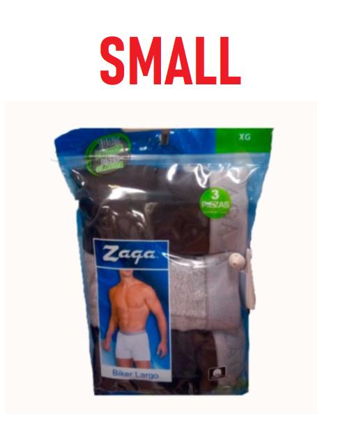 Boxer largo de algodón talla pequeña, marca Zaga, paquete de 3 piezas.