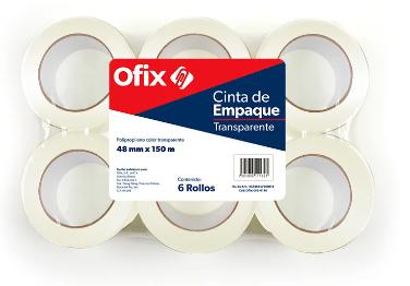 CINTA ADHESIVA TRANSPARENTE PARA EMBALAJE 48MMX150M 6 PCS PACK