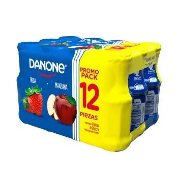 Yogur Danone paquete de 12 piezas de 220 g de fresa y manzana