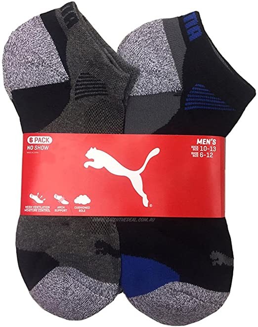 Paquete de 8 pares de calcetines invisibles marca Puma (24% algodón).