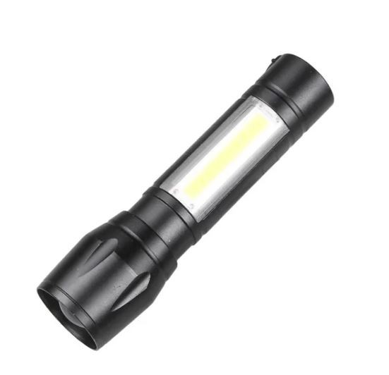 Linterna LED negra recargable USB