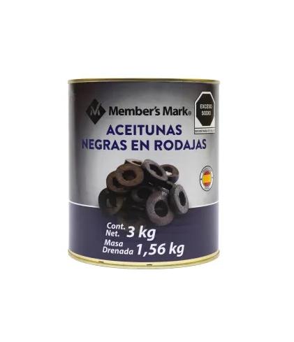 Aceitunas negras en rebanadas lata de 3kg
