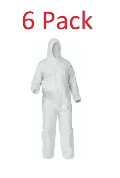 Ropa protectora médica desechable tipo Tyvek paquete de 6 piezas color blanco talla XXL