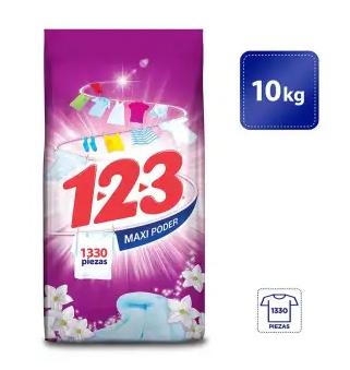 Detergente en polvo  1-2-3 de 10 KG