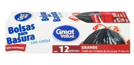 Paquete de 12 bolsas negras para basura 65 X 77 CM