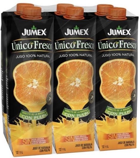 Jugo de naranja Jumex paquete de 6 botellas de 1 litro cada una