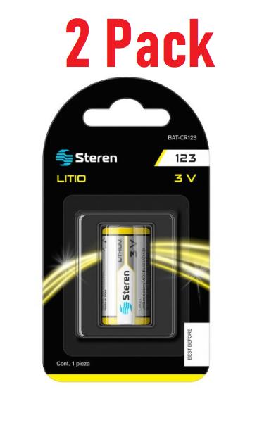 Paquete de 2 baterías de litio CR-123A 3 V