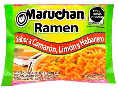 Sopa Maruchan camaron con habanero, chile y limon de 84g