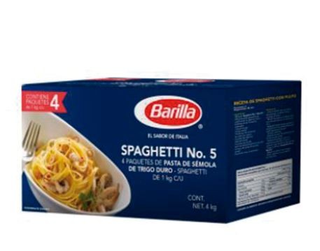 Espagueti Barilla No.5 4 paquetes de 1kg