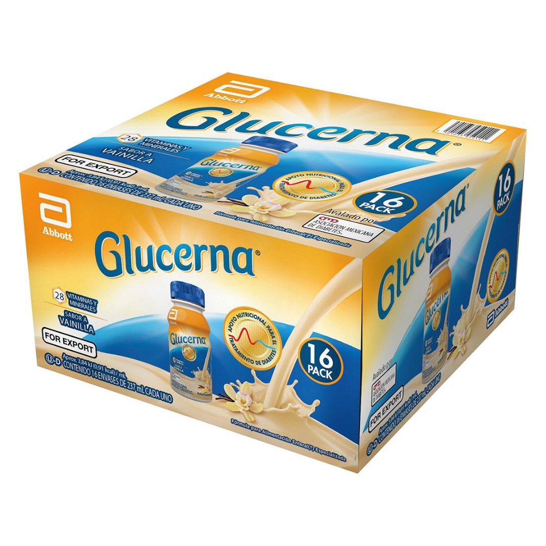 Glucerna vainilla paquete de 16 botellas de 237 ml cada una