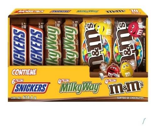Paquete de Snickers, Milky Way y M&Ms - 14 piezas