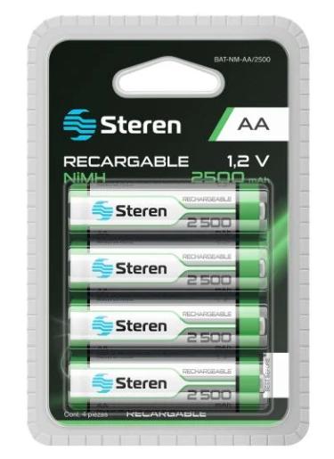 Batería recargable AA 1.2 V, 2500 mA, NiMH paquete de 4 piezas