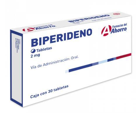 Biperideno 2 mg paquete de 30 tabletas