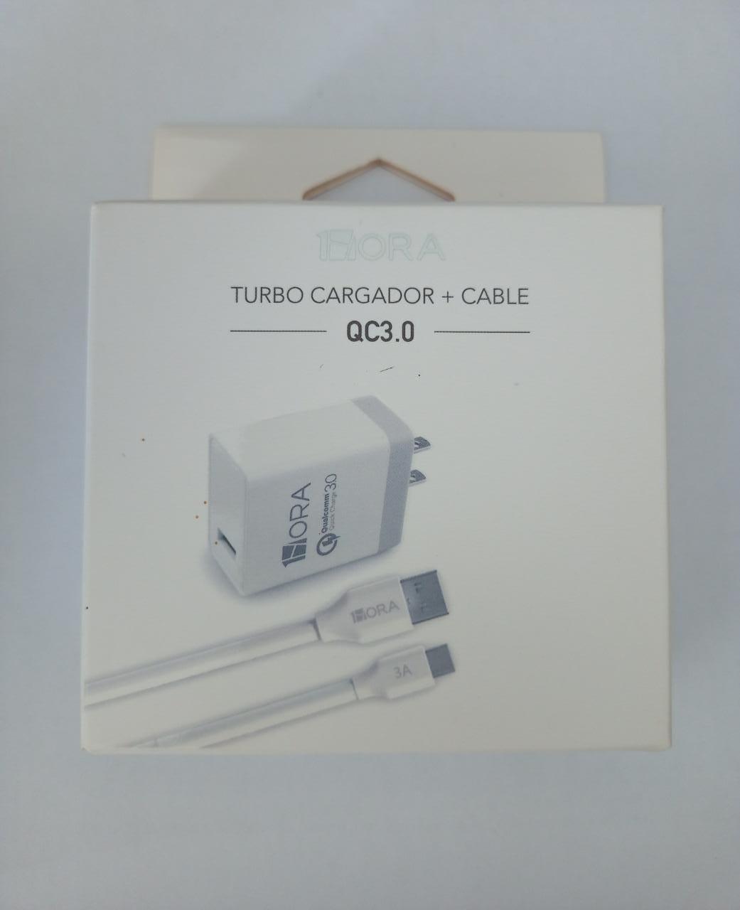 Cargador turbo 18W + cable USB tipo C