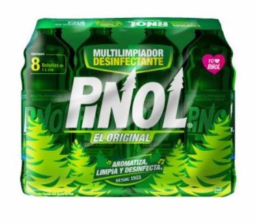 PINOL limpiador, 8 botellas de 1 L