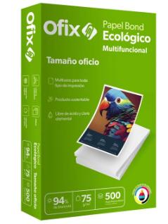 Papel bond blanco tamaño oficio paquete de 500 hojas (21.59 cm x 34 cm)